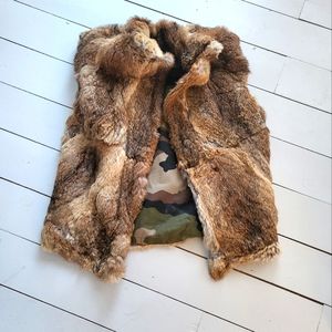 Large milterry real fur vest